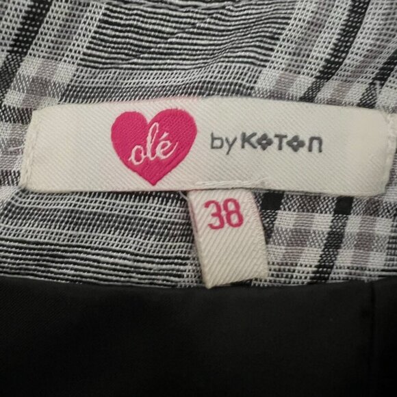 Ole by Koton Black and White Plaid Wrap Skirt Women's Size 8 - Picture 5 of 6